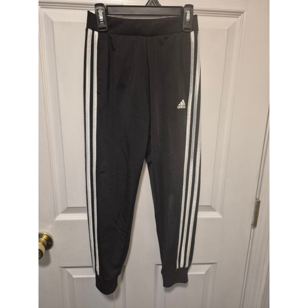 Girls Adidas Black & White Striped Sweatpants S